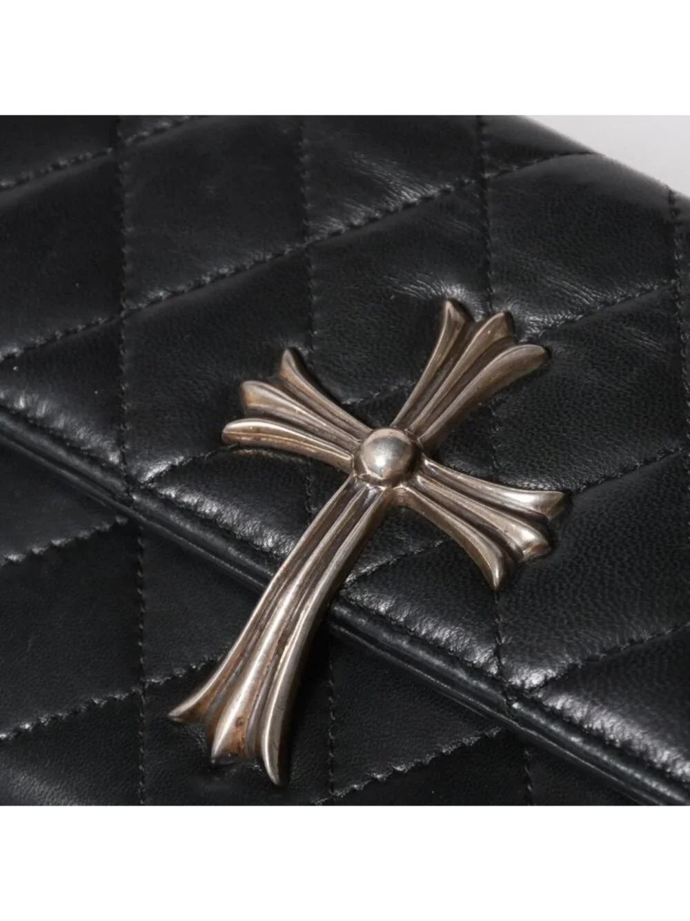 Chrome Hearts Dinner Clutch Large Cross Matelasse Lambskin Black